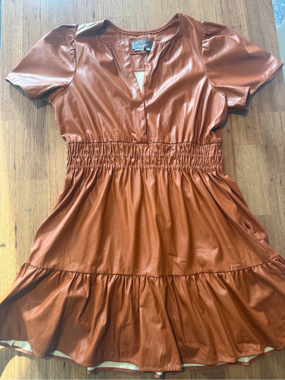 Anthropologie Copper-Tone Faux Leather Dress